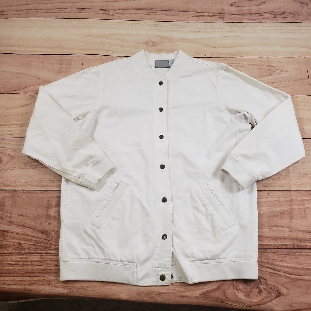 VINTAGE Blair Jacket Womens Medium White Outdoor Button Up Bomber Ladies **